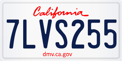 CA license plate 7LVS255