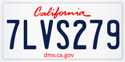 CA license plate 7LVS279
