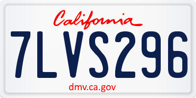 CA license plate 7LVS296