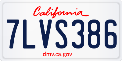 CA license plate 7LVS386