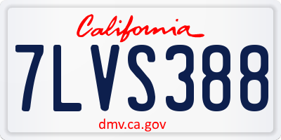 CA license plate 7LVS388