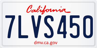 CA license plate 7LVS450