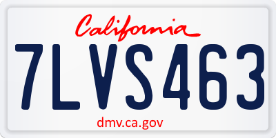 CA license plate 7LVS463