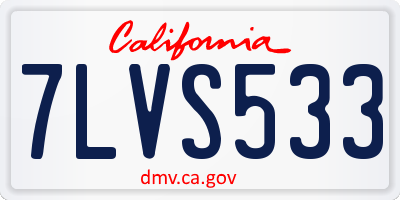 CA license plate 7LVS533