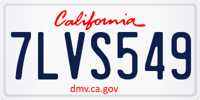 CA license plate 7LVS549