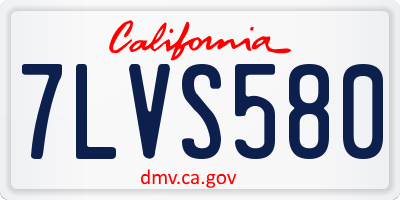 CA license plate 7LVS580