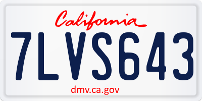 CA license plate 7LVS643