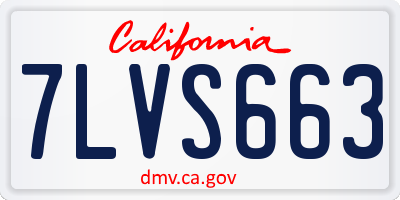 CA license plate 7LVS663