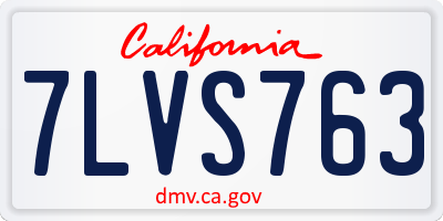 CA license plate 7LVS763