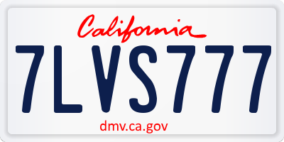 CA license plate 7LVS777
