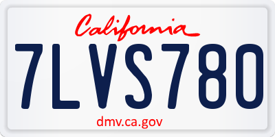 CA license plate 7LVS780