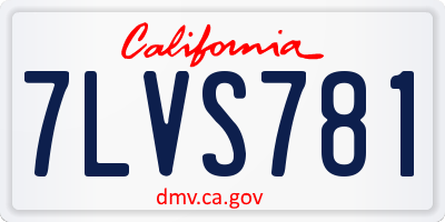 CA license plate 7LVS781