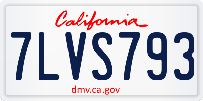 CA license plate 7LVS793