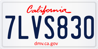 CA license plate 7LVS830
