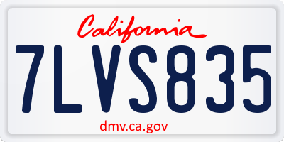 CA license plate 7LVS835
