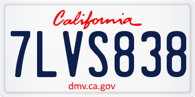 CA license plate 7LVS838