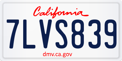 CA license plate 7LVS839
