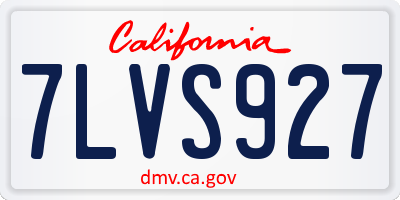 CA license plate 7LVS927