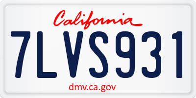 CA license plate 7LVS931