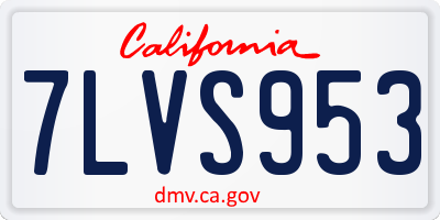 CA license plate 7LVS953
