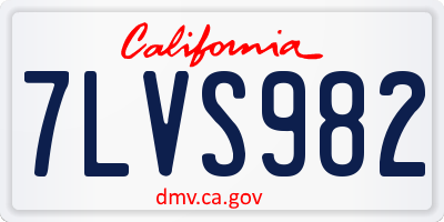 CA license plate 7LVS982