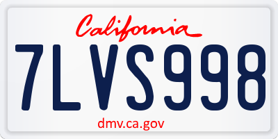 CA license plate 7LVS998