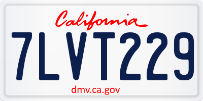 CA license plate 7LVT229