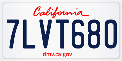 CA license plate 7LVT680