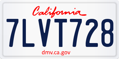 CA license plate 7LVT728