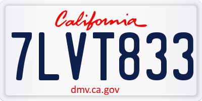 CA license plate 7LVT833