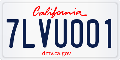 CA license plate 7LVU001