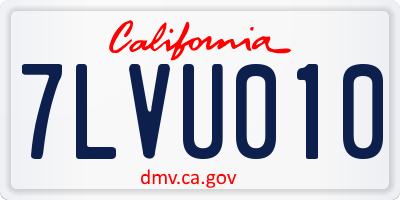 CA license plate 7LVU010