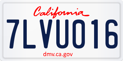 CA license plate 7LVU016