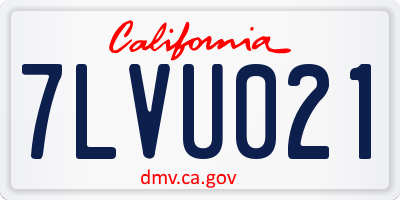 CA license plate 7LVU021