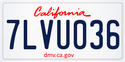 CA license plate 7LVU036