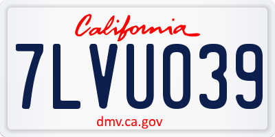 CA license plate 7LVU039