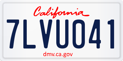 CA license plate 7LVU041