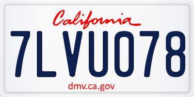 CA license plate 7LVU078