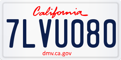 CA license plate 7LVU080