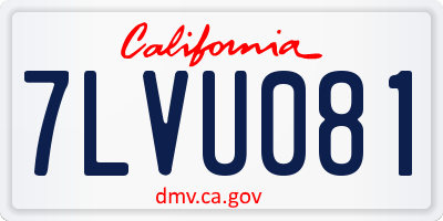 CA license plate 7LVU081