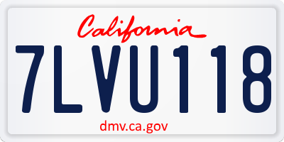 CA license plate 7LVU118