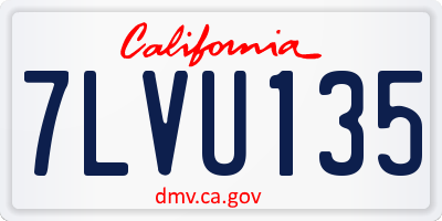 CA license plate 7LVU135