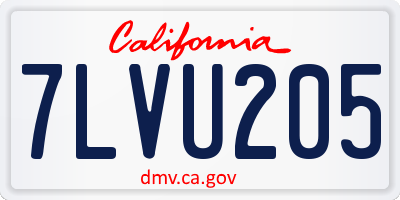 CA license plate 7LVU205