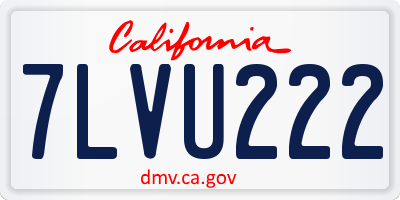 CA license plate 7LVU222