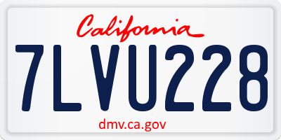 CA license plate 7LVU228