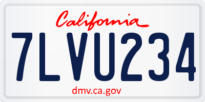 CA license plate 7LVU234