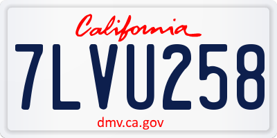 CA license plate 7LVU258