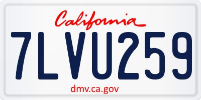 CA license plate 7LVU259