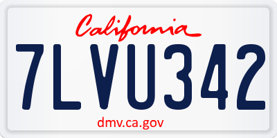 CA license plate 7LVU342