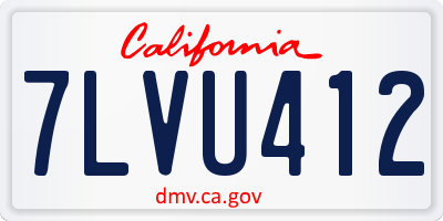 CA license plate 7LVU412